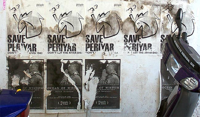 Wall Against War: One of the Fort Kochi walls in Kerala with Design & People campaign posters.